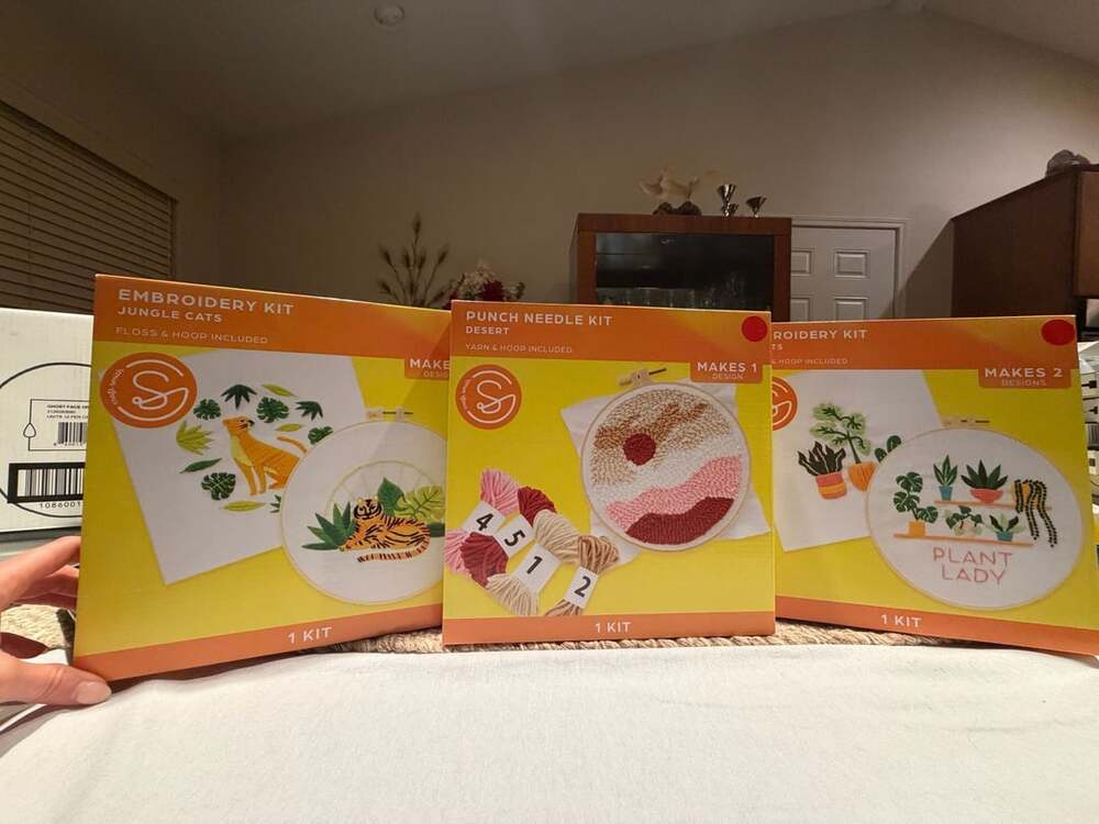 Craft Smith Embroidery & Punch Needle Kit Lot - Jungle Cats Plant Lady Dessert